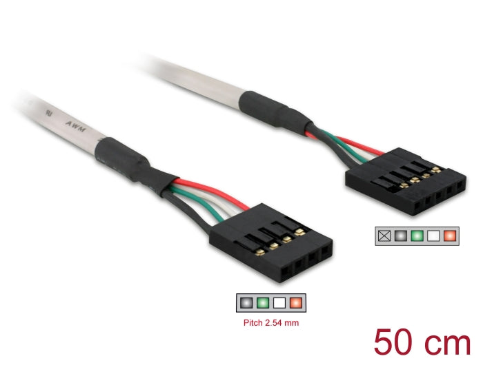Delock USB 2.0 Kabel 5 Pin Pfostenbuchse zu 4 Pin Pfostenbuchse 50 cm