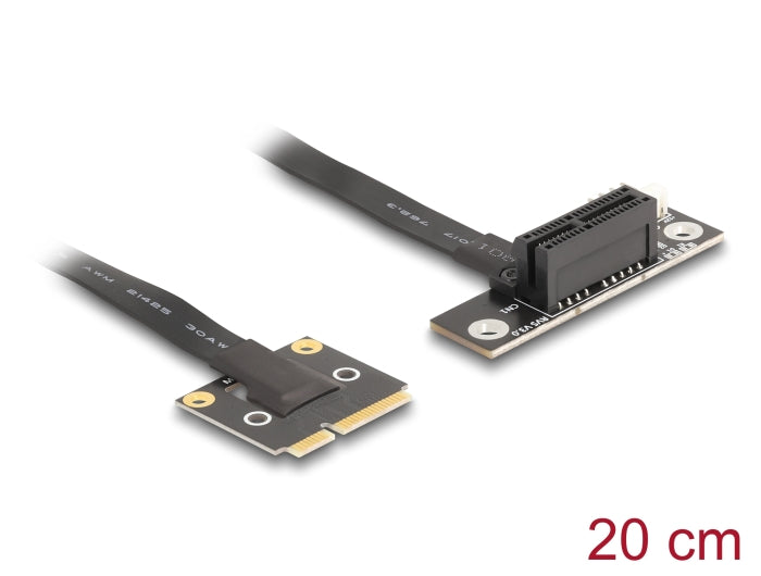 Delock Adapter Mini PCIe Stecker zu PCIe 3.0 x1 Buchse 90° gewinkelt mit Kabel 20 cm