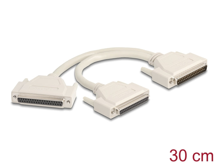 Delock Adapter Y-Kabel Splitter D-Sub 37 Pin Stecker zu 2 x D-Sub 37 Pin Buchse mit Schrauben 30 cm