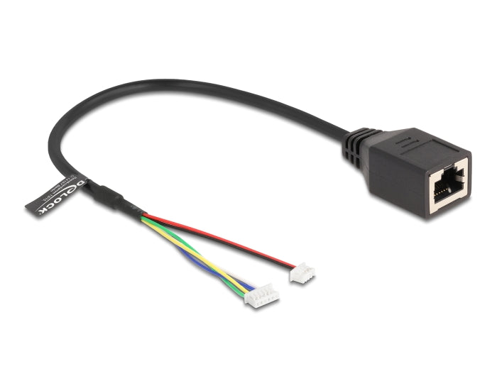 Delock Kabel RJ45 Buchse zu Pfostenbuchse 1,25 mm 4 Pin und Pfostenbuchse 1,25 mm 6 Pin Cat.5e 30 cm schwarz