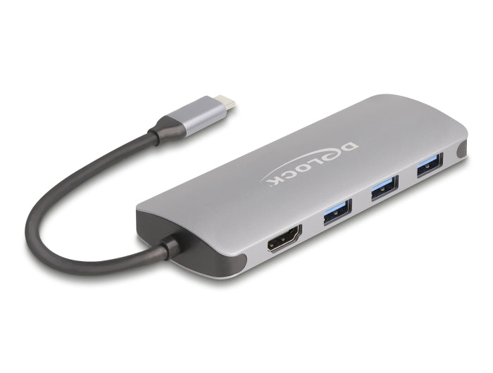 Delock 7 Port USB 10 Gbps Hub und 4K HDMI Ausgang mit USB Type-C™ Anschluss und PD 3.0 90 Watt
