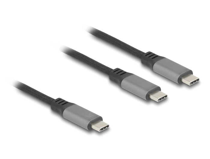 Delock USB-C™ Y-Kabel 1 x Stecker zu 2 x Stecker PD 3.0 100 W Intelligente Stromaufteilung 1,2 m