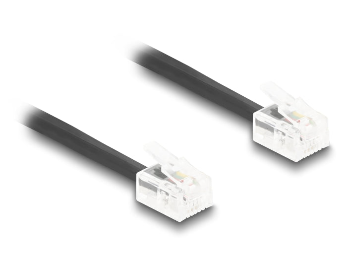 Delock Telefonkabel / Spiralkabel RJ11 Stecker zu RJ11 Stecker schwarz 2 m