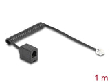 Delock Telefonkabel / Spiralkabel RJ11 Stecker zu RJ11 Buchse schwarz 1 m