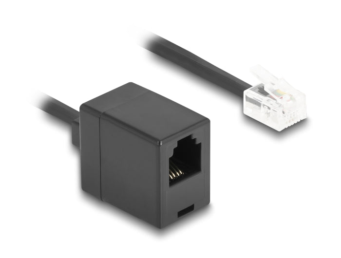 Delock Telefonkabel / Spiralkabel RJ11 Stecker zu RJ11 Buchse schwarz 1 m