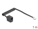 Delock Telefonkabel / Spiralkabel RJ11 Stecker zu RJ45 Buchse schwarz 1 m