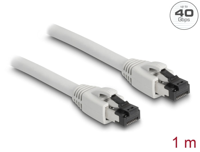 Delock RJ45 Netzwerkkabel Cat.8.1 S/FTP 1 m bis 40 Gbps grau