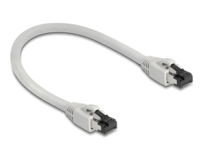 Delock RJ45 Netzwerkkabel Cat.8.1 S/FTP 0,25 m bis 40 Gbps grau