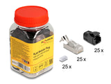 Delock RJ45 Modularer Stecker mit Zugentlastung Cat.8.1 und Knickschutztülle 25er Set