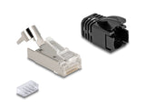 Delock RJ45 Modularer Stecker mit Zugentlastung Cat.8.1 und Knickschutztülle 25er Set
