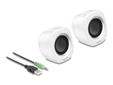Delock Mini Stereo PC Lautsprecher mit 3,5 mm Klinkenstecker und USB Stromversorgung weiß