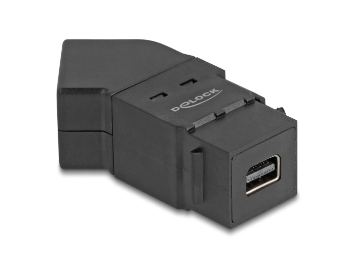Delock Keystone Modul Mini DisplayPort Einbaubuchse zu DisplayPort Buchse 45° gewinkelt 8K 30 Hz schwarz
