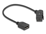 Delock Keystone Modul Mini DisplayPort Einbaubuchse zu DisplayPort Buchse 45° gewinkelt mit 30 cm Kabel 8K 30 Hz schwarz