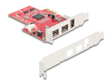 Delock PCI Express x1 Karte zu 2 x extern FireWire B + 1 x extern FireWire A - Low Profile Formfaktor