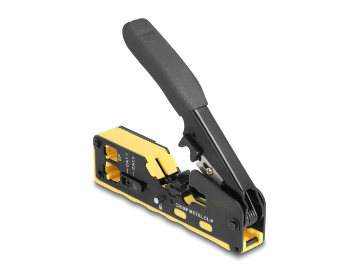 Delock Crimpzange für 6P/8P RJ45/RJ11 Stecker Cat. 5/6/7 mit Klinge und Abisolierer