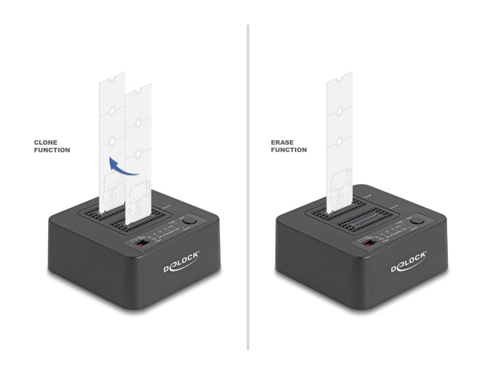 Delock USB 20 Gbps M.2 Dockingstation für 2 x M.2 NVMe PCIe SSD mit Klon- und Löschfunktion