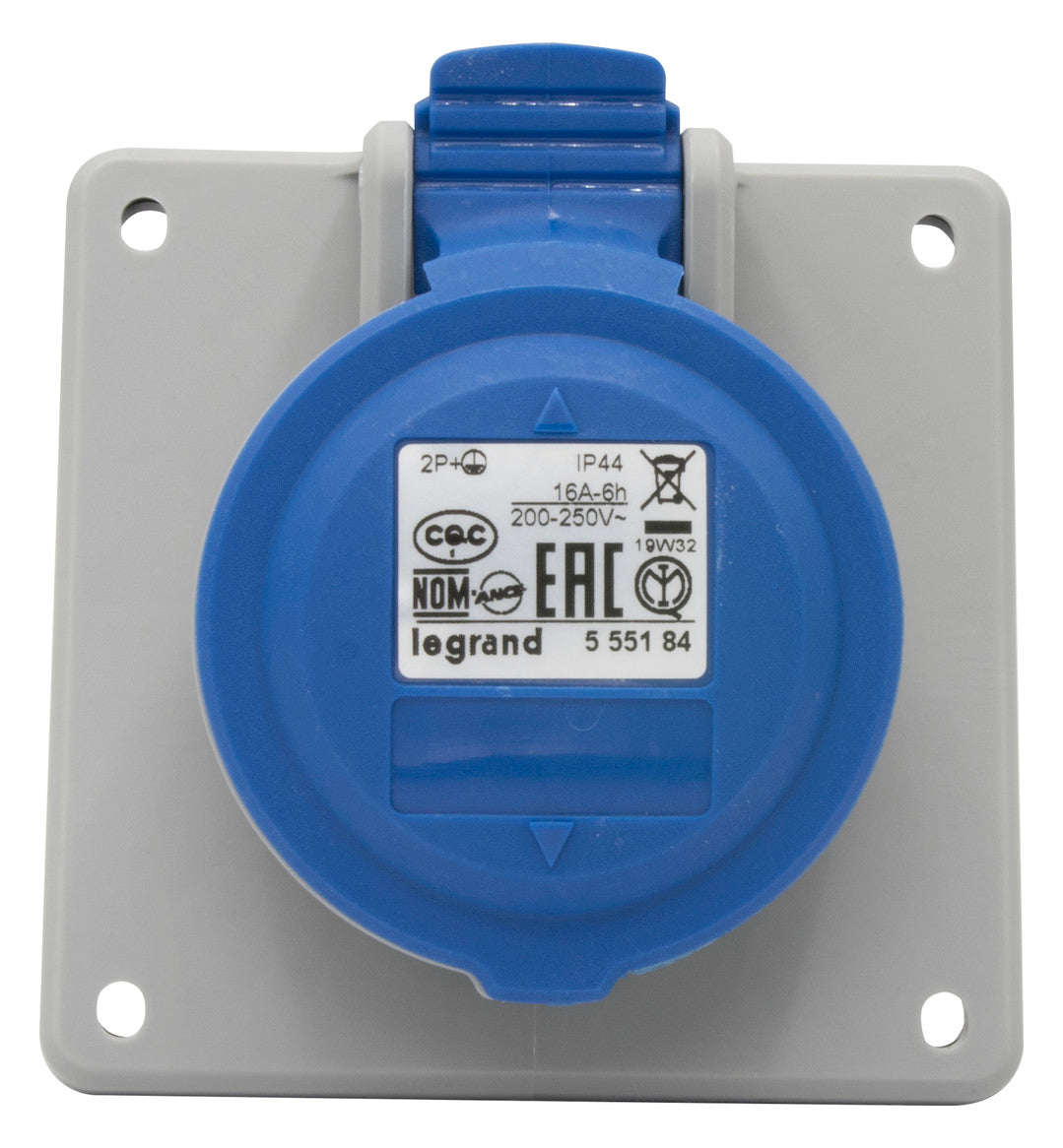 LEGRAND CEE-Steckdose 2p 16A 6h 230V/bl Legrand 555184 IP44 UP Schraubkl Kst