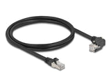 Delock GigE Kamera Kabel RJ45 Stecker 90° gewinkelt mit Schrauben zu RJ45 Stecker Cat.6 S/FTP 1 m schwarz