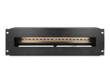 Delock 19″ Schutzschalterleiste mit Abdeckung und Hutschiene 3 HE Metall schwarz