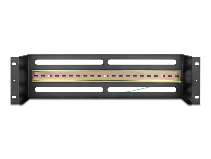 Delock 19″ Schutzschalterleiste mit Abdeckung und Hutschiene 3 HE Metall schwarz
