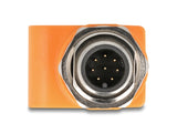 Delock M12 Adapter A-kodiert 8 Pin Stecker zu RJ45 Buchse Cat.5e mit Befestigungsloch gerade orange