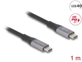 Delock USB 40 Gbps Kabel USB Type-C™ Stecker zu Stecker PD 3.1 240 W E-Marker 1 m grau Metall