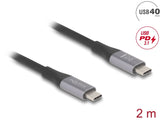 Delock USB 40 Gbps Kabel USB Type-C™ Stecker zu Stecker PD 3.1 240 W E-Marker 2 m grau Metall