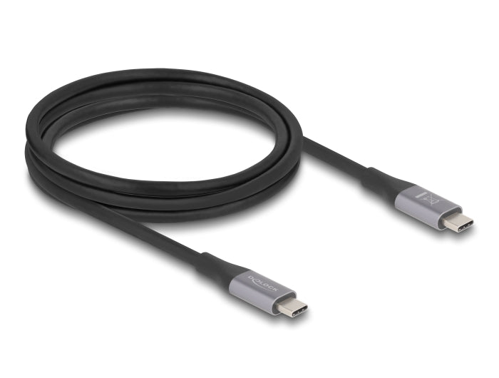 Delock USB 40 Gbps Kabel USB Type-C™ Stecker zu Stecker PD 3.1 240 W E-Marker 2 m grau Metall