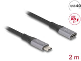 Delock USB 40 Gbps Verlängerungskabel USB Type-C™ Stecker zu Buchse PD 3.1 240 W 2 m grau Metall