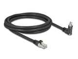 Delock GigE Kamera Kabel RJ45 Stecker 45° gedreht und 90° gewinkelt mit Schrauben zu RJ45 Stecker Cat.6 S/FTP 2 m schwarz