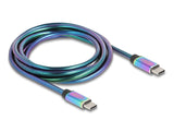 Delock USB 2.0 Kabel USB Type-C™ Stecker zu Stecker mit Metallmantel irisierend PD 3.0 60 W 2 m