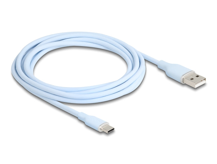 Delock USB 2.0 Kabel USB Typ-A Stecker zu USB Type-C™ Stecker 2,5 m blau Silikon