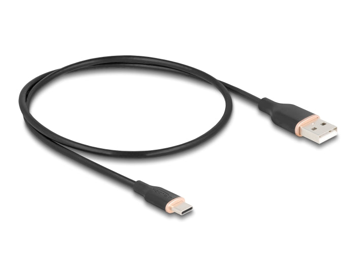 Delock USB 2.0 Kabel USB Typ-A Stecker zu USB Type-C™ Stecker 0,5 m schwarz Silikon