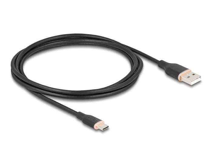 Delock USB 2.0 Kabel USB Typ-A Stecker zu USB Type-C™ Stecker 2,5 m schwarz Silikon