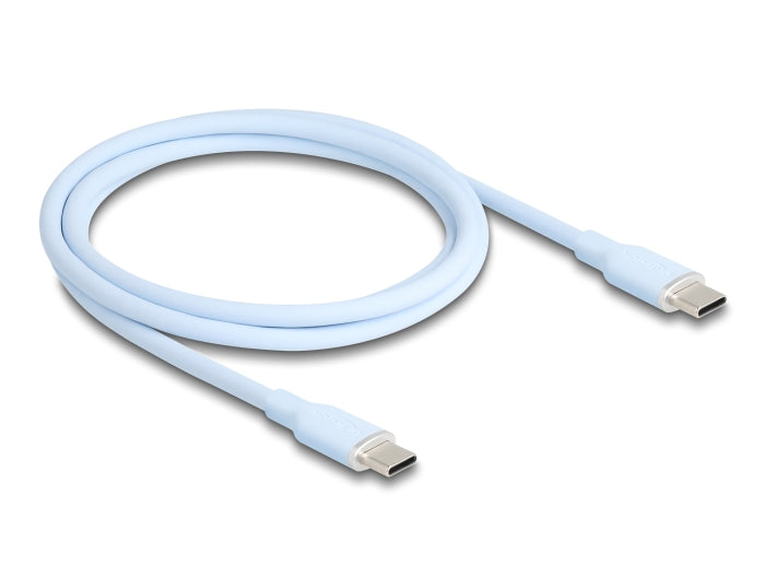 Delock USB 2.0 Kabel USB Type-C™ Stecker zu Stecker PD 3.0 60 W 1 m blau Silikon