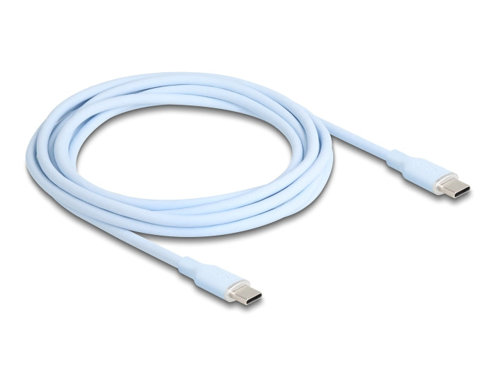 Delock USB 2.0 Kabel USB Type-C™ Stecker zu Stecker PD 3.0 60 W 2,5 m blau Silikon