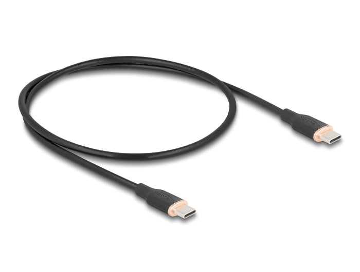 Delock USB 2.0 Kabel USB Type-C™ Stecker zu Stecker PD 3.0 60 W 0,5 m schwarz Silikon