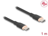 Delock USB 2.0 Kabel USB Type-C™ Stecker zu Stecker PD 3.0 60 W 1 m schwarz Silikon