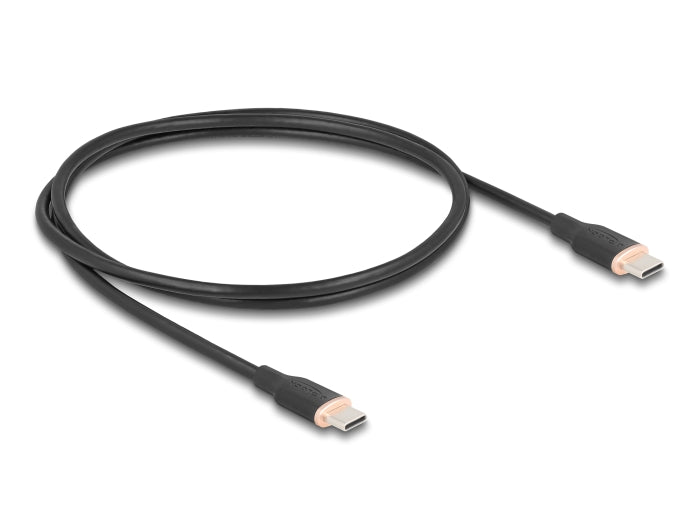Delock USB 2.0 Kabel USB Type-C™ Stecker zu Stecker PD 3.0 60 W 1 m schwarz Silikon