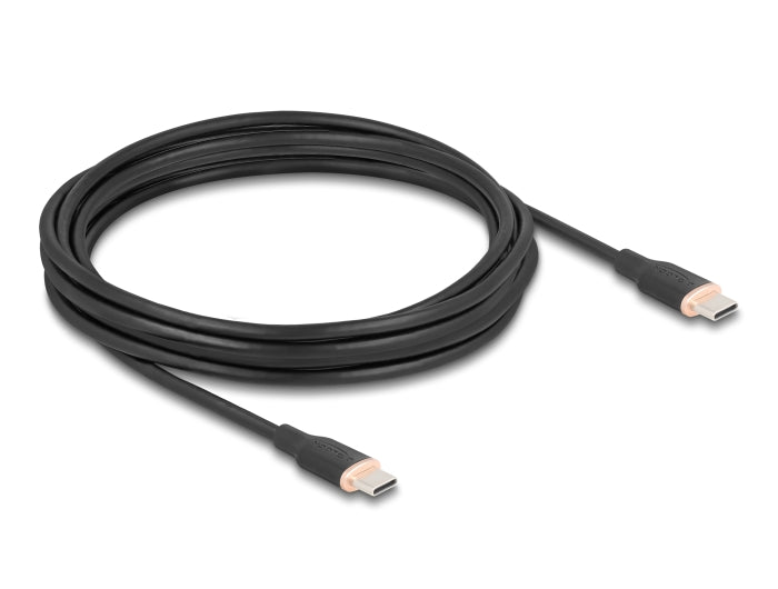 Delock USB 2.0 Kabel USB Type-C™ Stecker zu Stecker PD 3.0 60 W 4 m schwarz Silikon