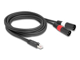 Delock Adapterkabel RJ45 Stecker zu 2 x XLR 3 Pin Stecker schwarz 2 m