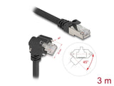 Delock GigE Kamera Kabel RJ45 Stecker 45° gedreht und 90° gewinkelt mit Schrauben zu RJ45 Stecker Cat.6 S/FTP 3 m schwarz