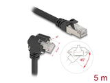 Delock GigE Kamera Kabel RJ45 Stecker 45° gedreht und 90° gewinkelt mit Schrauben zu RJ45 Stecker Cat.6 S/FTP 5 m schwarz