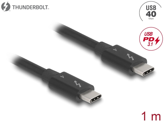 Delock Thunderbolt™ 4 Kabel 40 Gbps PD 3.1 240 W 1 m schwarz