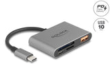 Delock USB-C™ Card Reader für SD und Micro SD Speicherkarten + USB 10 Gbps Typ-A Port und USB Type-C™ PD 2.0 85 W