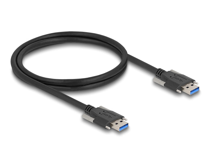 Delock USB 5 Gbps Kabel Typ-A Stecker zu Typ-A Stecker mit Schraubenabstand 22 mm 1 m schwarz