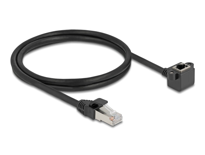 Delock Netzwerk Verlängerungskabel RJ45 Stecker zu RJ45 Buchse 90° gewinkelt Cat.6 F/UTP 1 m schwarz