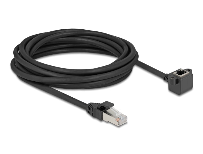 Delock Netzwerk Verlängerungskabel RJ45 Stecker zu RJ45 Buchse 90° gewinkelt Cat.6 F/UTP 5 m schwarz