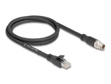 Delock M12 Kabel X-kodiert 8 Pin Stecker zu RJ45 Stecker Cat.5e S/FTP flexibel 1 m schwarz
