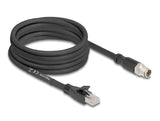 Delock M12 Kabel X-kodiert 8 Pin Stecker zu RJ45 Stecker Cat.5e S/FTP flexibel 5 m schwarz